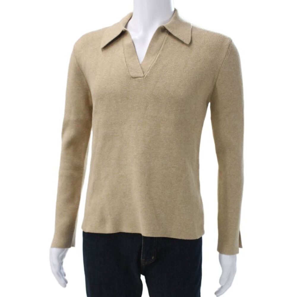 English Factory Women Pullover Sweater Beige Long Sleeve Polyester Size S